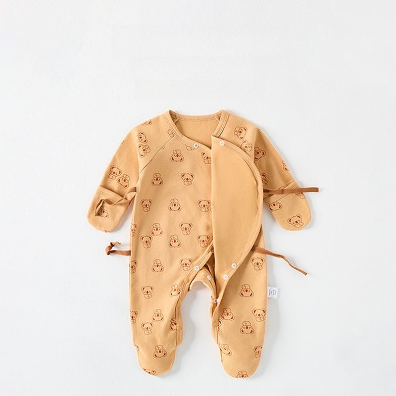 100% Cotton Footed Onesie with Mittens - Cloud & Moon