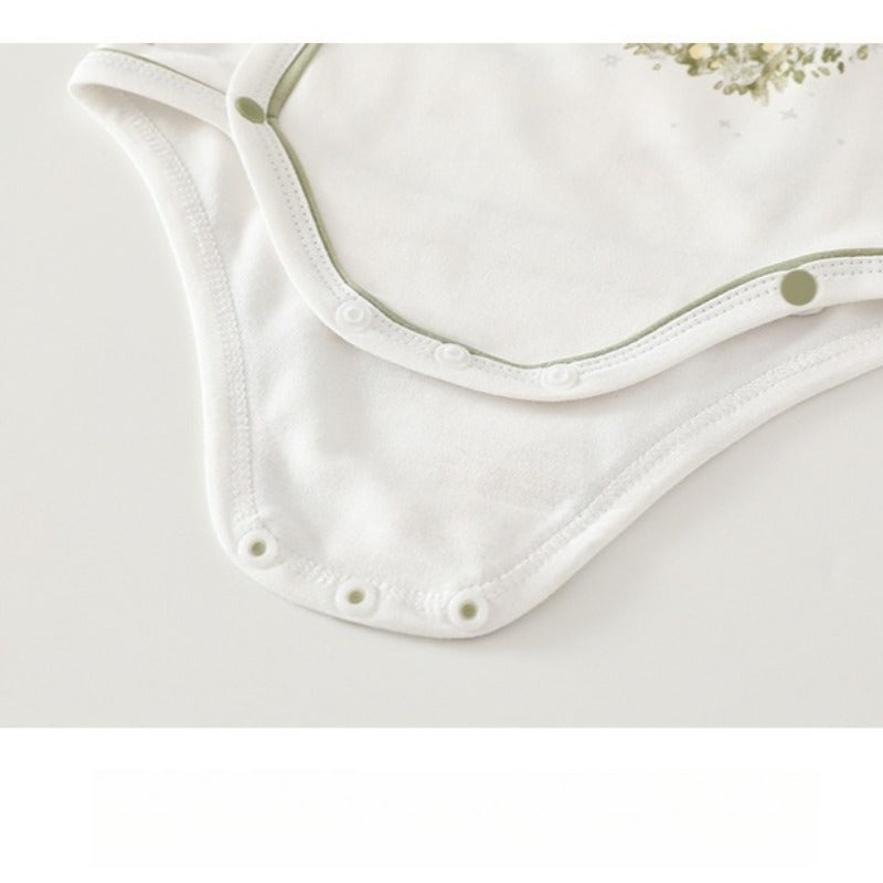 100% Cotton Long Sleeve Side-Snap Bodysuit - Cedar with Elk