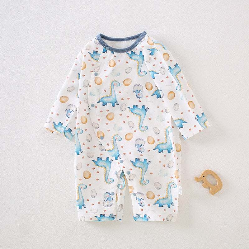 Cotton & Bamboo Muslin Long Sleeve Romper - Little Cherry