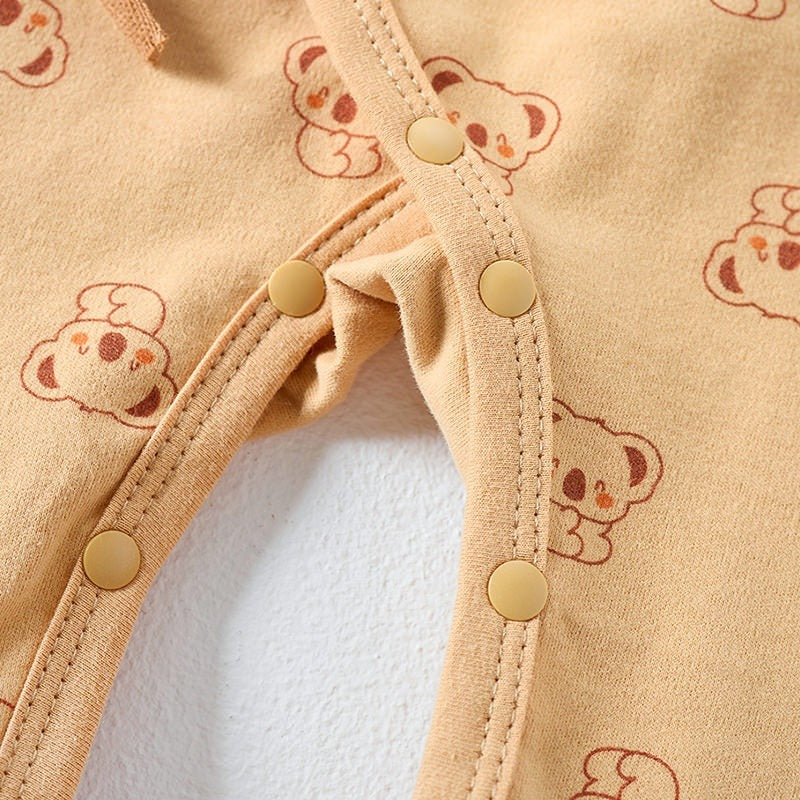 100% Cotton Footed Onesie with Mittens - Cloud & Moon
