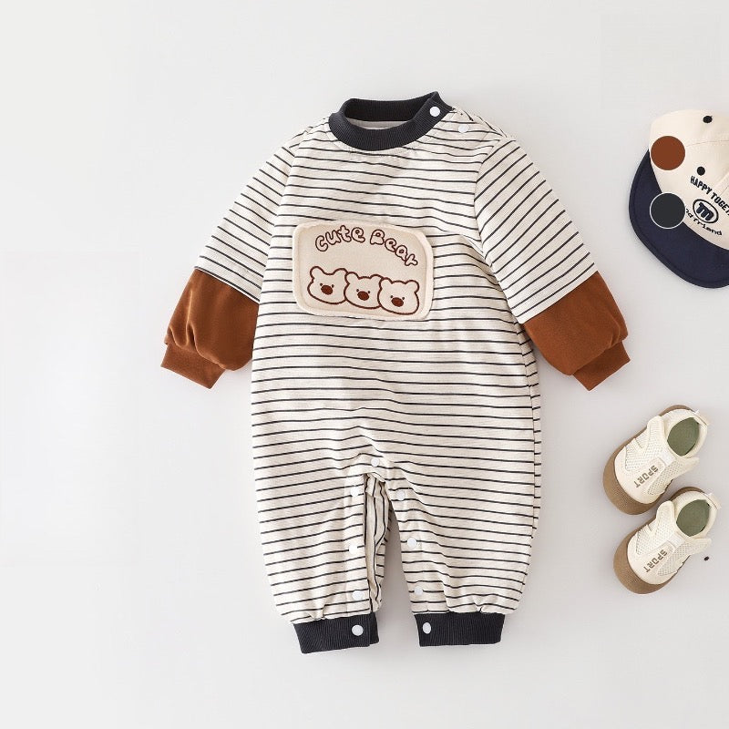 Quilted Microfleece Pullover Romper - Brown Bunny