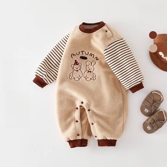 Quilted Microfleece Pullover Romper - Brown Bunny