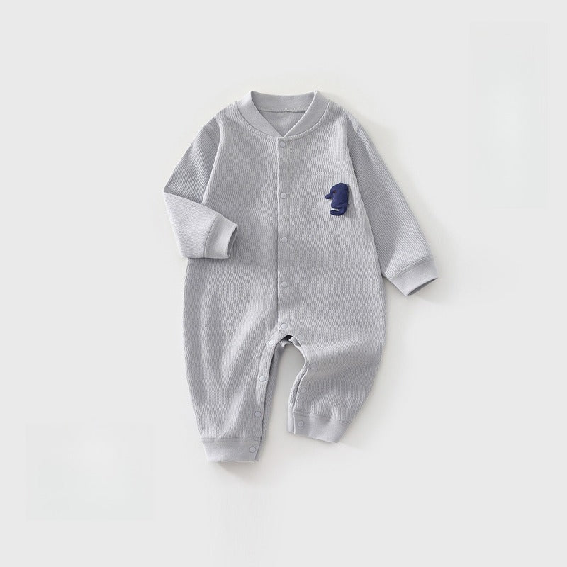 100% Cotton Long Sleeve Snapup Romper - Pink Snapup