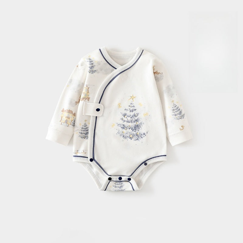 100% Cotton Long Sleeve Side-Snap Bodysuit - Cedar with Elk