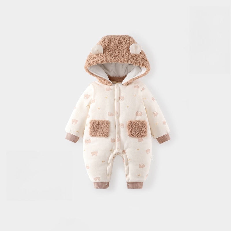 Quilted Microfleece Pullover Romper - Brown Bunny