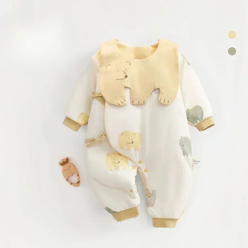 100% Cotton Extra Warm Long Sleeve Quilted Romper with Bib- Pink Whale - Organic Cotton Clubs