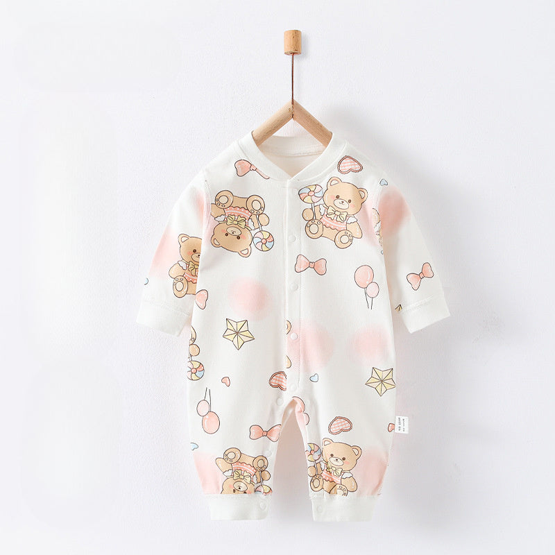 100% Cotton Snap-Up Long Sleeve Romper - Blue Bird
