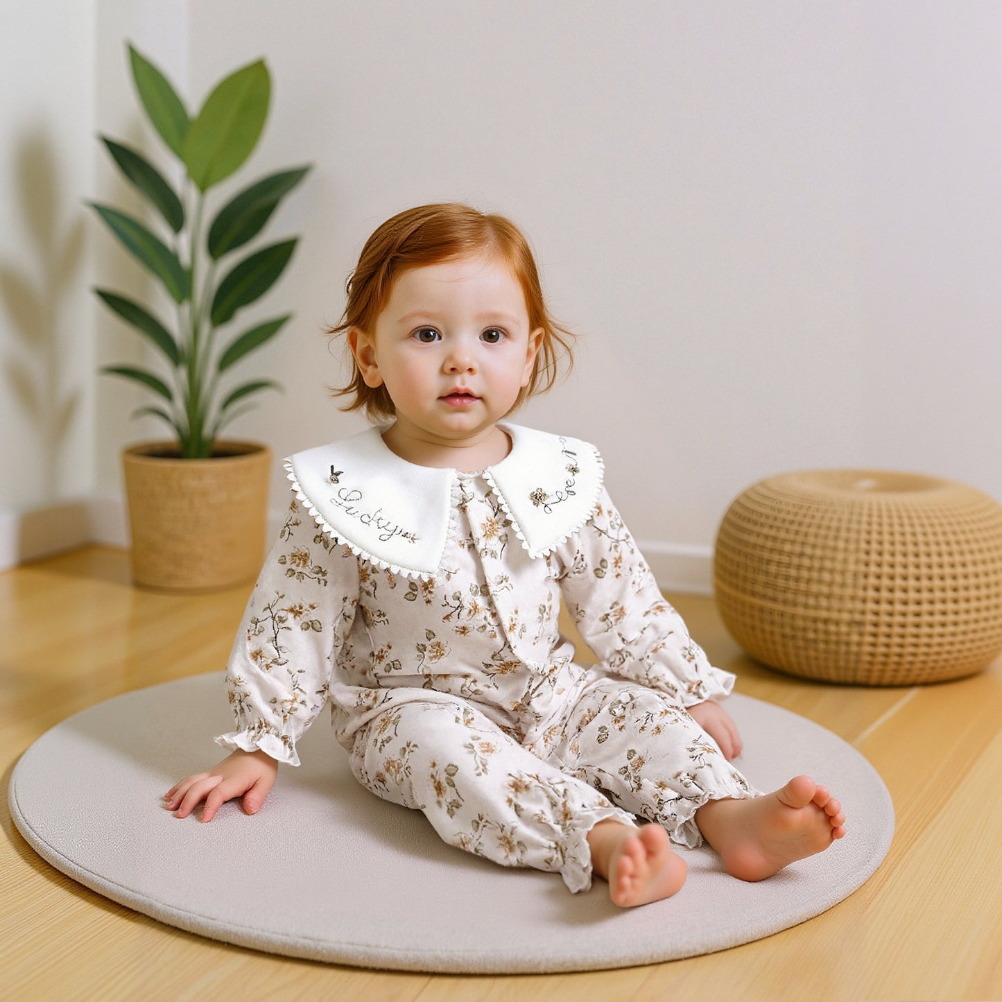 100% Cotton Snap-up Long-Sleeve Romper - Blue Dolphin