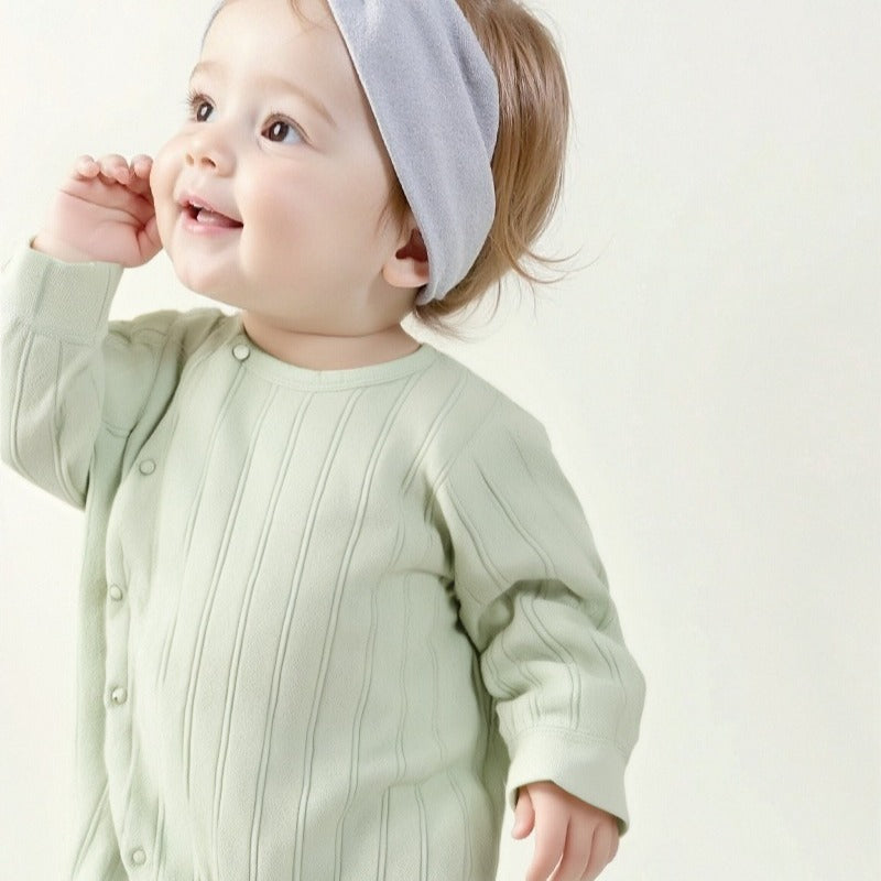 100% Cotton Long Sleeve Rompers & Bodysuits & Outfits- Green