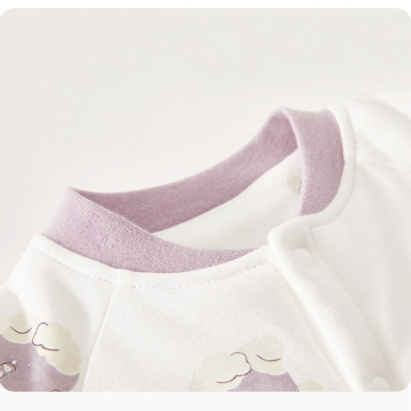 100% Cotton Long Sleeve Quilted Top & Pants Set - Yellow Lovely Bear