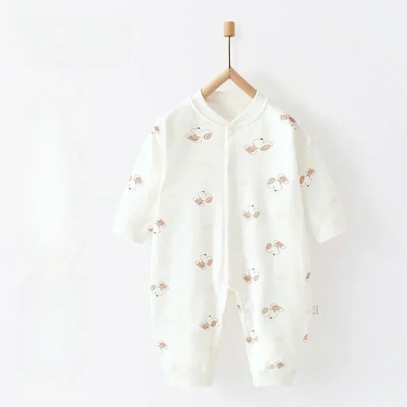 100% Cotton Snap-Up Long Sleeve Romper - Leopard - Organic Cotton Clubs