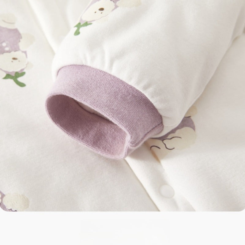 100% Cotton Long Sleeve Quilted Top & Pants Set - Yellow Lovely Bear