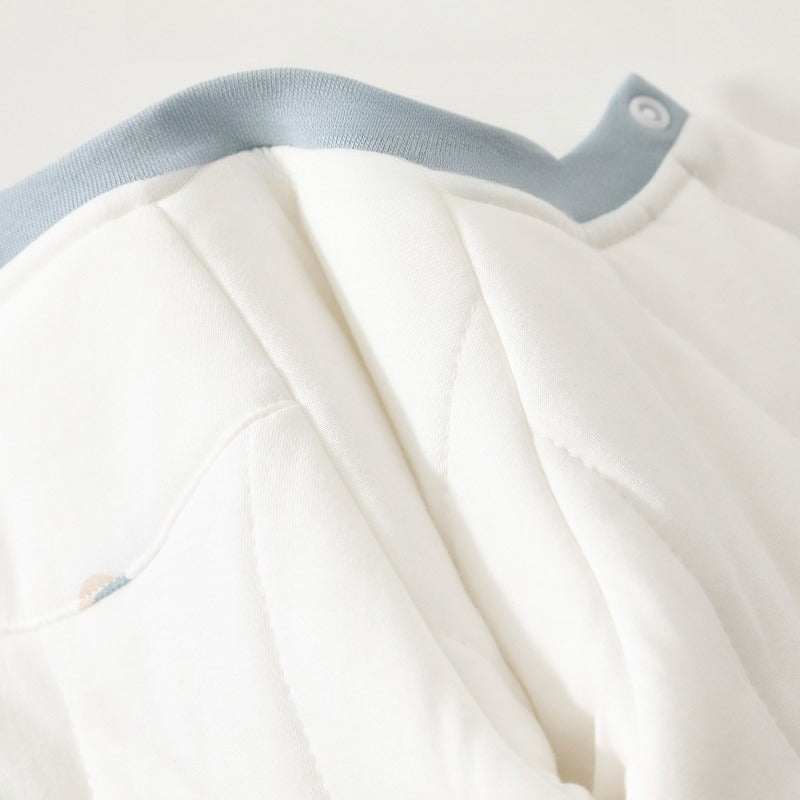 100% Cotton Long Sleeve Snap-Up Quilted Romper - Yellow Bunny