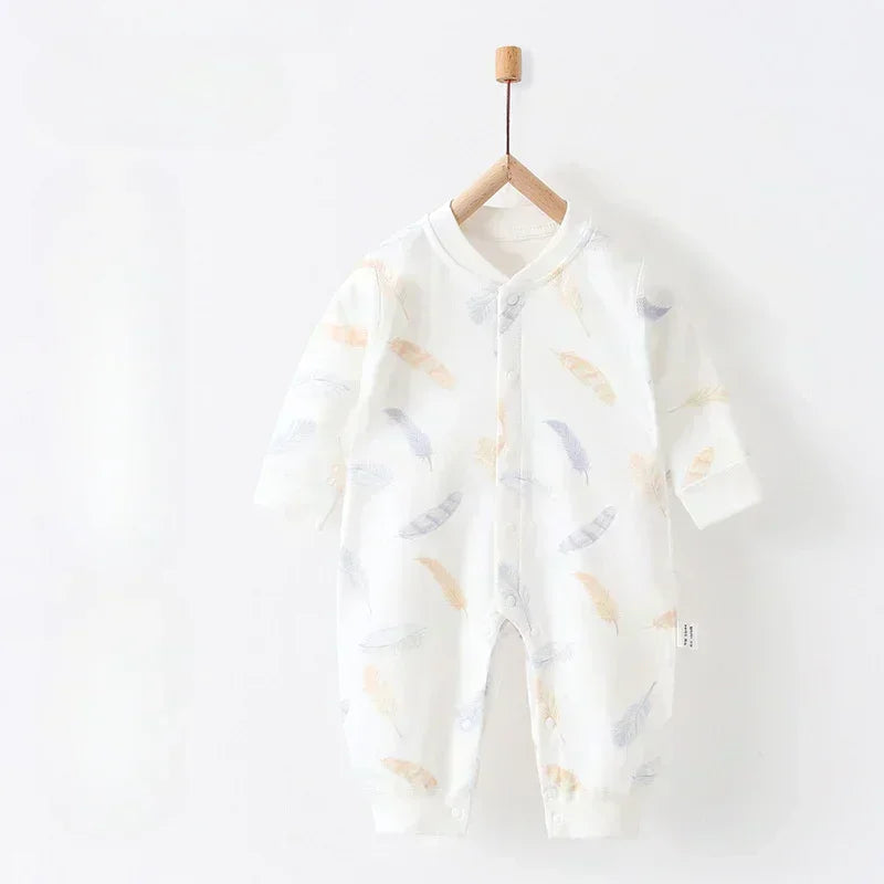 100% Cotton Snap-Up Long Sleeve Romper - Park - Organic Cotton Clubs