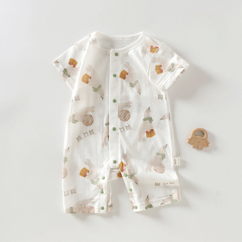 100% Cotton Short Sleeve Romper - Cute Elephant