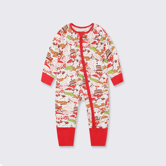 🎄Bamboo Zipper One-Piece - Snow House - Organic Cotton Clubs