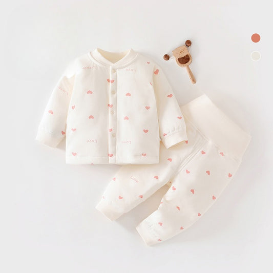 100% Cotton Long Sleeve Quilted Top & Pants Set- Heart