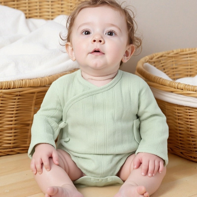 100% Cotton Long Sleeve Rompers & Bodysuits & Outfits- Green