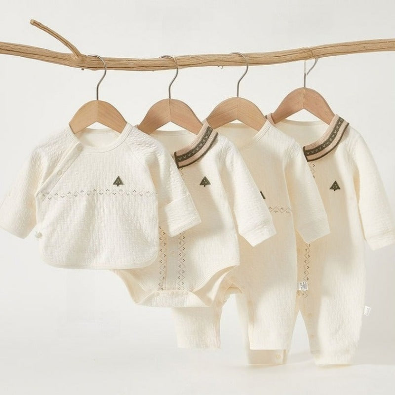 Cotton Long Sleeve Snap-Up Bodysuit - Green Tree