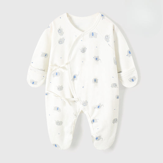 100% Cotton Footed Onesie with Mittens - Elephant