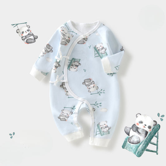 100% Cotton Long Sleeve Romper - Panda