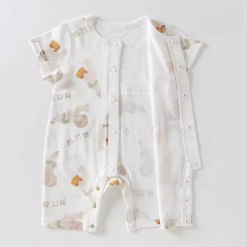 100% Cotton Short Sleeve Romper - Cute Elephant