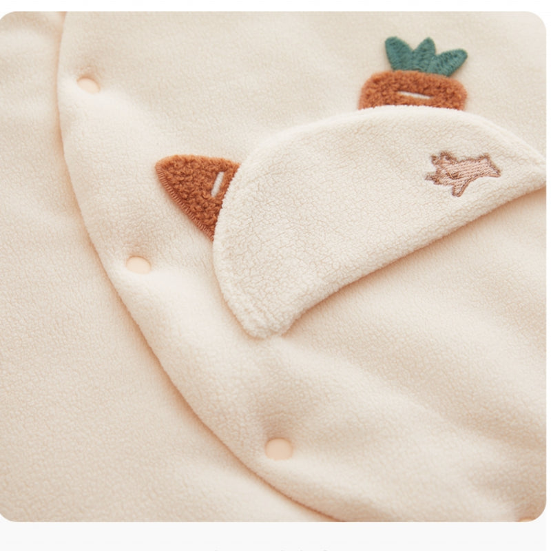 Barboteuse matelassée à manches longues, 100 % coton, extra chaude – Lapin marron