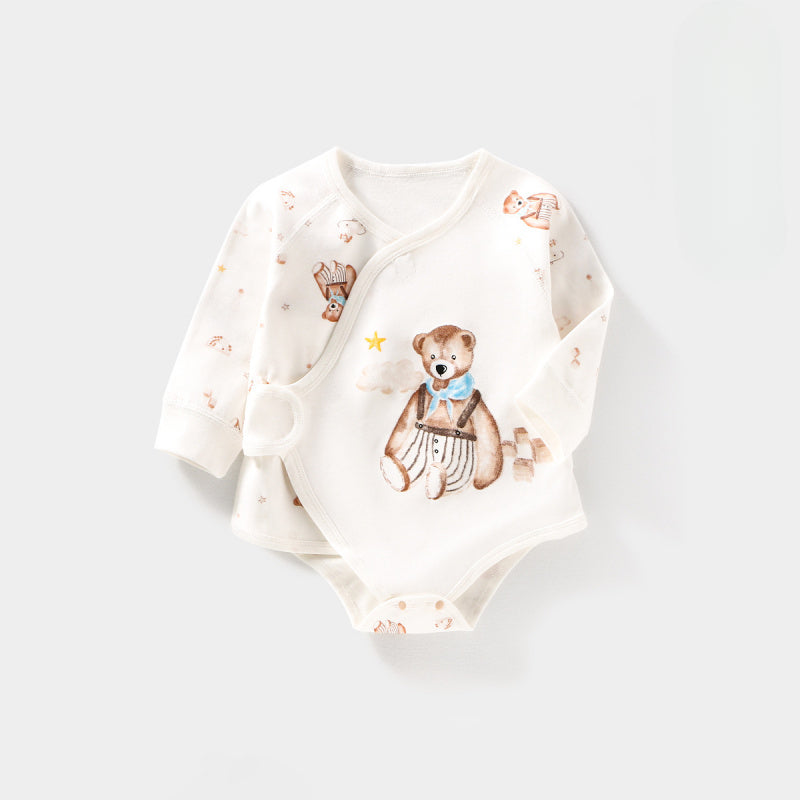 100% Cotton Long Sleeve Bodysuit with Velcro Closure- Adorable Cat