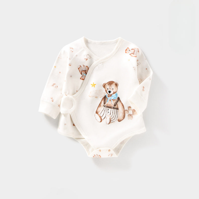 100% Cotton Long Sleeve Bodysuit with Velcro Closure- Adorable Cat