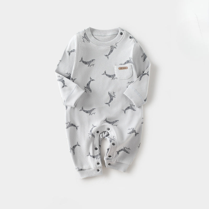 Cotton Long Sleeve Romper - Forest