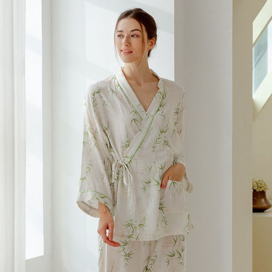 Pyjama de maternité en mousseline de coton biologique - Bambou