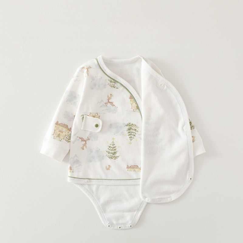 100% Cotton Long Sleeve Side-Snap Bodysuit - Cedar with Elk