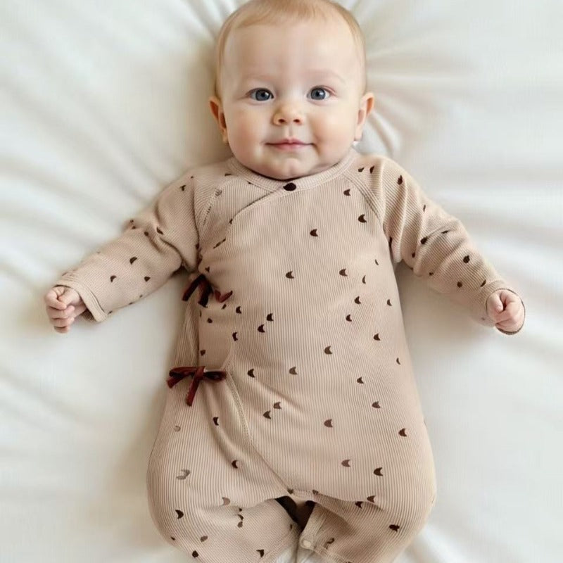 Cotton Long Sleeve Rompers and Bodysuits - Beige Star