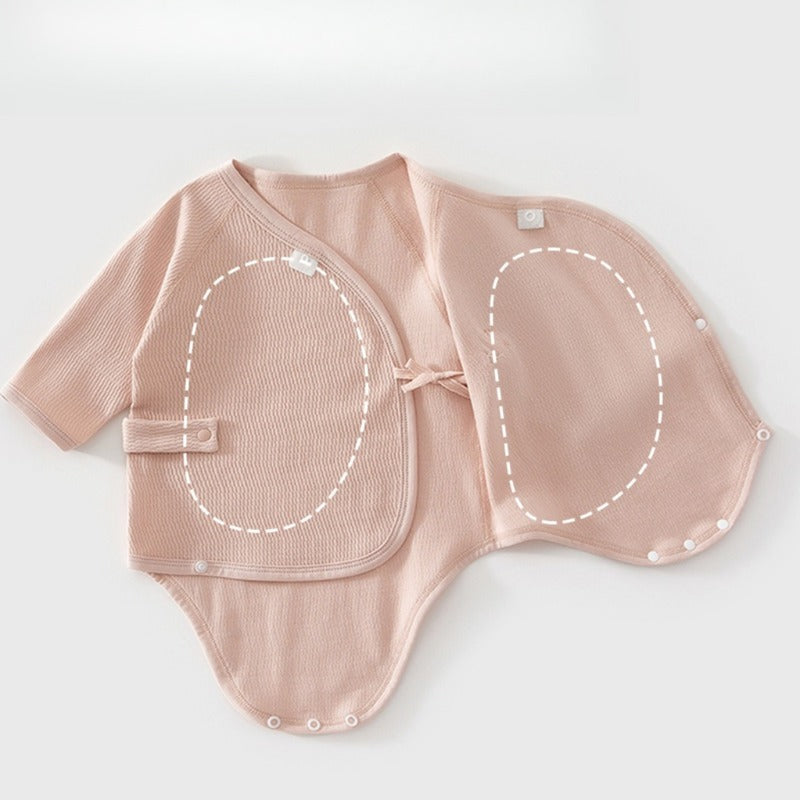 100% Cotton Long Sleeve Kimono Bodysuit - Blue
