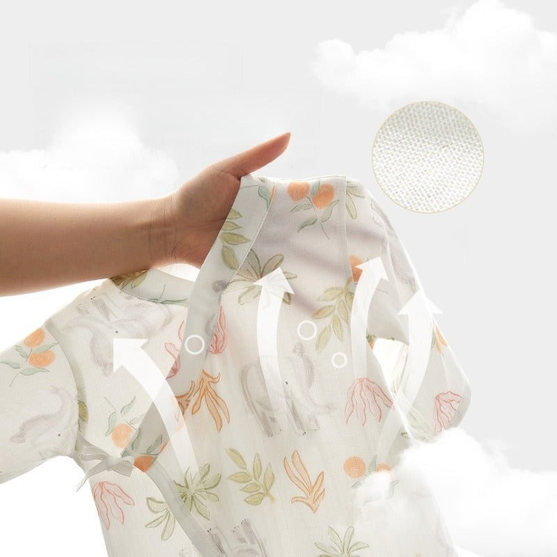 Cotton & Bamboo Muslin Long Sleeve Romper - Bread
