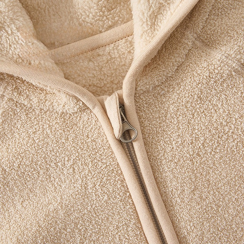 Quilted Microfleece Zip-up Hooded Romper - Brown Sheep