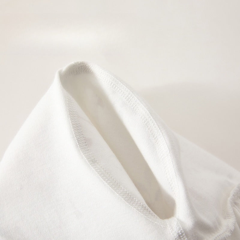 100% Cotton Long Sleeve Overhead Bodysuit - White Crane