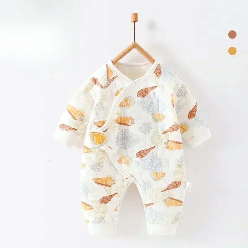 100% Cotton Warm Long Sleeve Romper with Velcro Closure - Bear - Organic Cotton Clubs