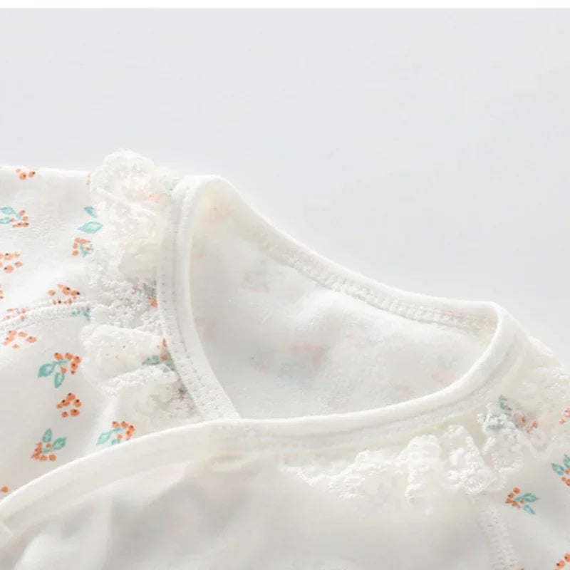 100% Cotton Long Sleeve Wrap Romper - Floral - Organic Cotton Clubs