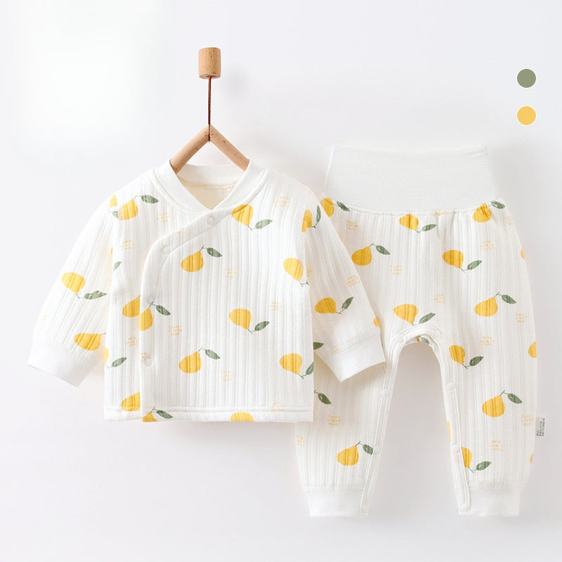 100% Cotton Warm Long Sleeve Long Sleeve Top & Pants Set- Pear - Organic Cotton Clubs