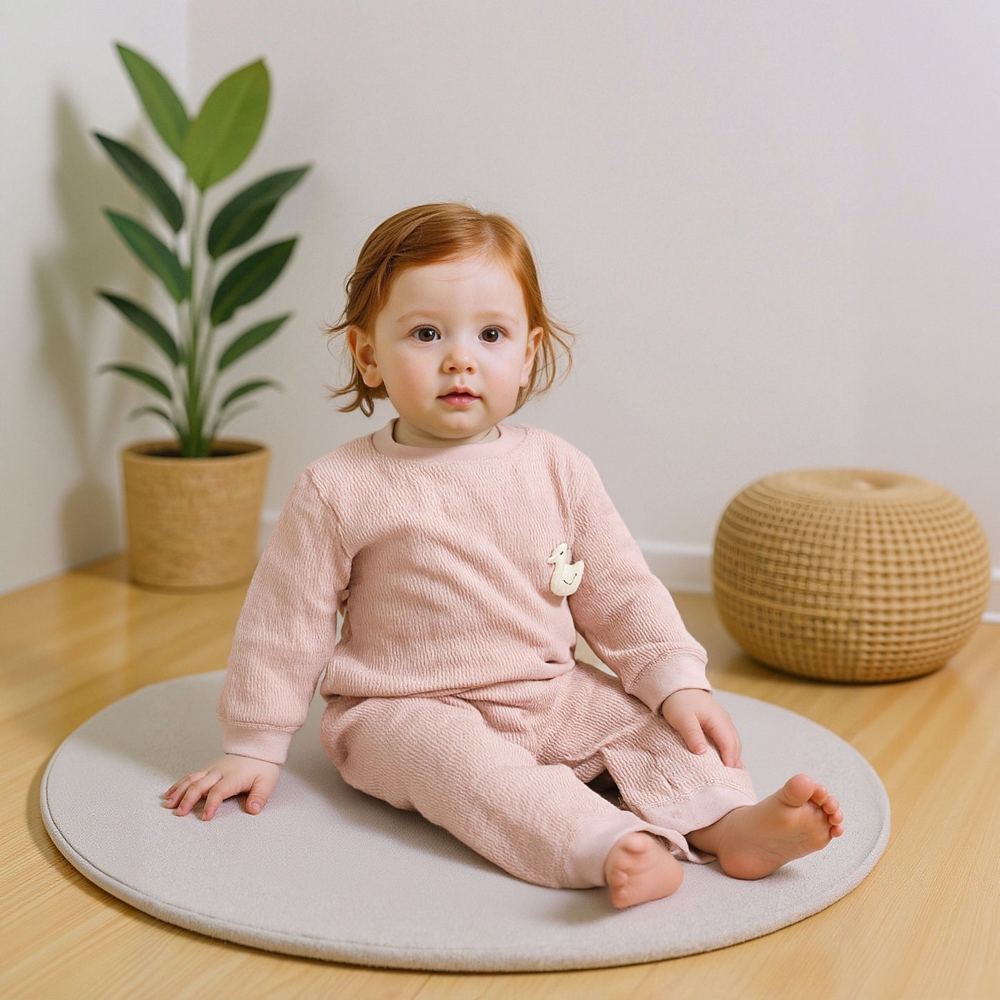 100% Cotton Long Sleeve Pullover Romper - Brown Pullover