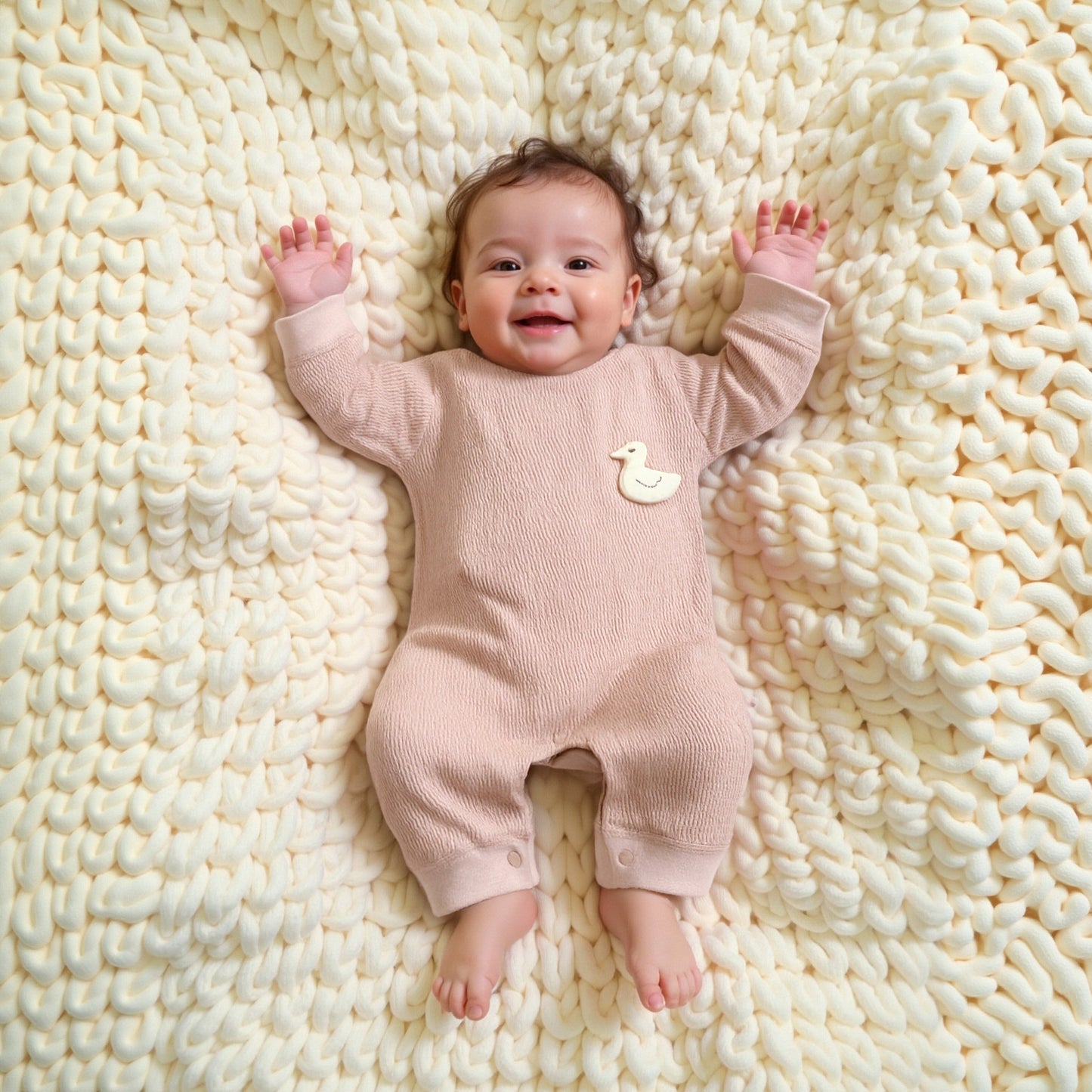 100% Cotton Long Sleeve Pullover Romper - Yellow Pullover