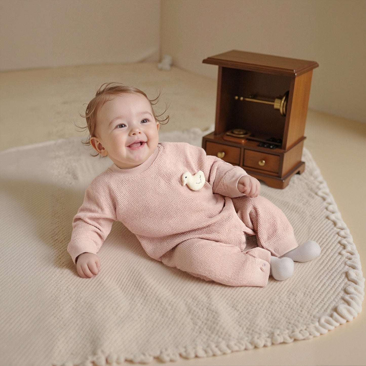 100% Cotton Long Sleeve Snapup Romper - Yellow Snapup