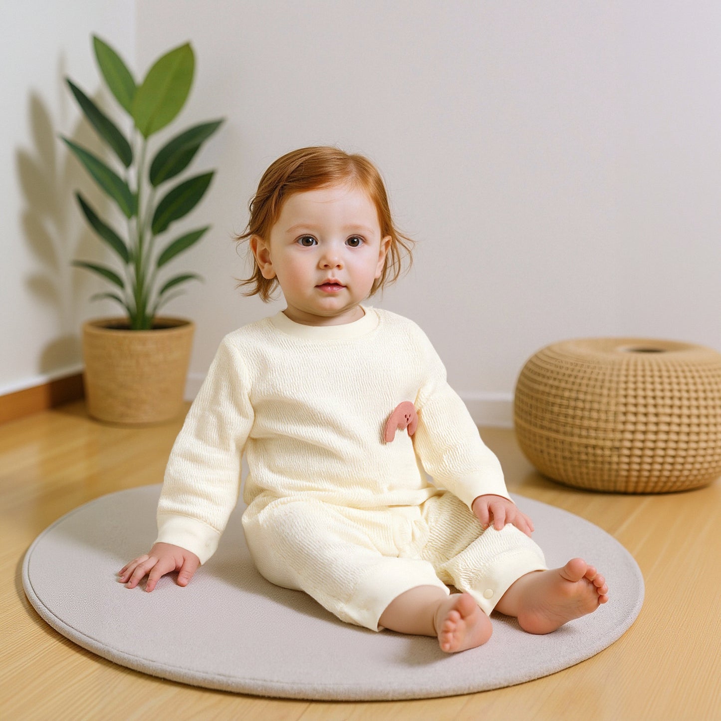 100% Cotton Long Sleeve Pullover Romper - Brown Pullover