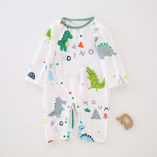 Cotton & Bamboo Muslin Long Sleeve Romper - Dinosaur