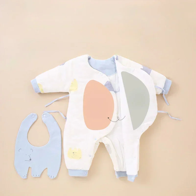 100% Cotton Extra Warm Long Sleeve Quilted Romper with Bib- Pink Whale - Organic Cotton Clubs