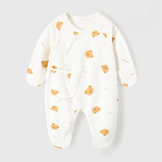 100% Cotton Footed Onesie with Mittens - Bear