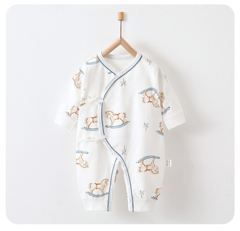 100% Cotton Long Sleeve Romper -  Green Leave