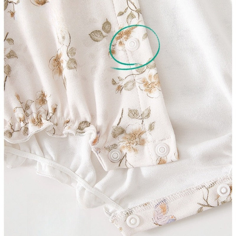 100% Cotton Long Sleeve Pullover Bodysuit - Pink Dream Garden