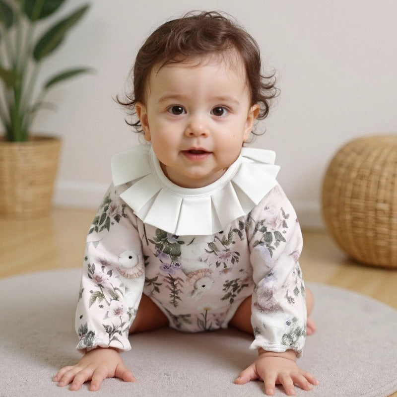 100% Cotton Long Sleeve Rompers & Bodysuit & Outfits- Yellow Spring Leaves